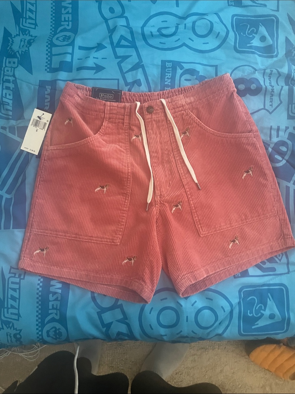 Polo by Ralph Lauren Rust Red Corduroy Embroidered Dog Shorts